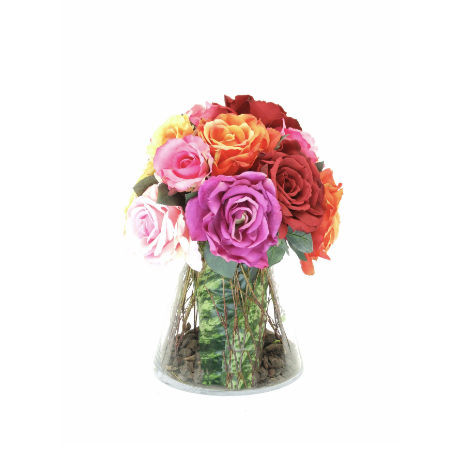 Mixed roses intapered vase