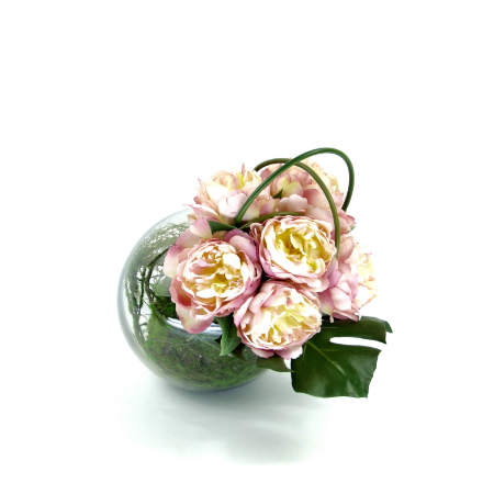 peonies in fish bowl